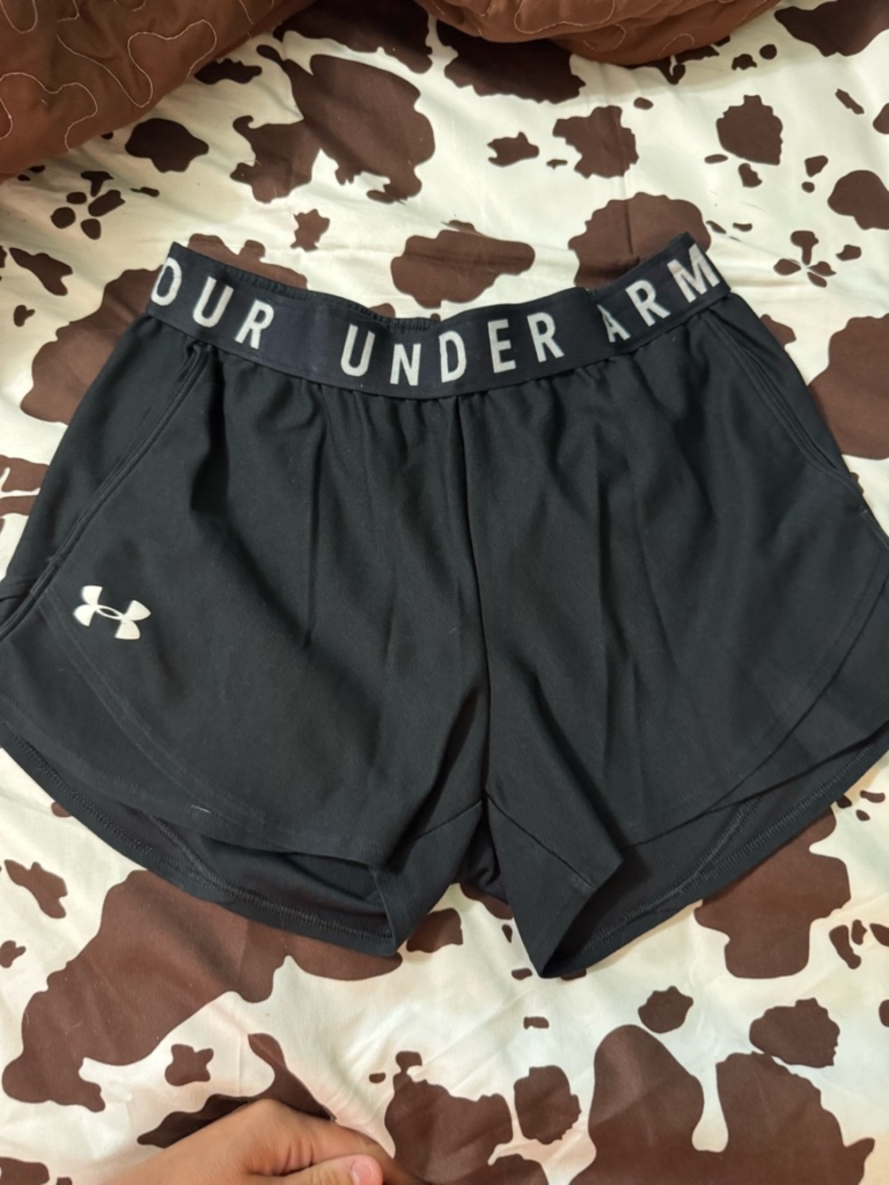 Under Armour Women's Black Athletic Shorts with Branded Waistband